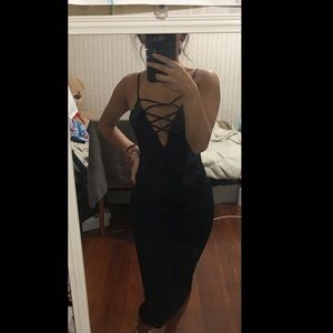 crossfront midi bodycon dress